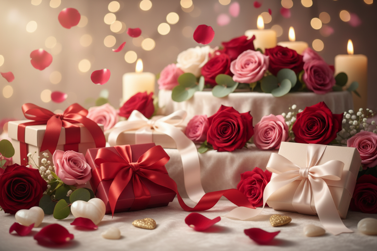 valantine day comming so i am running a gifting sale so genrate a image for valantine day theme backgroud and make high quality and realistic 